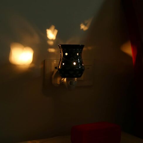 Mosaic Glass Wax melt Warmer Electric Oil Burner Candle Wax Warmer Romantic Aroma Warmer for Essential Oils Burner & Premium Wax Melts Burner,Simple Roller Switch,Gift,Home Decoration (AW003-Black) in Saudi Arabia