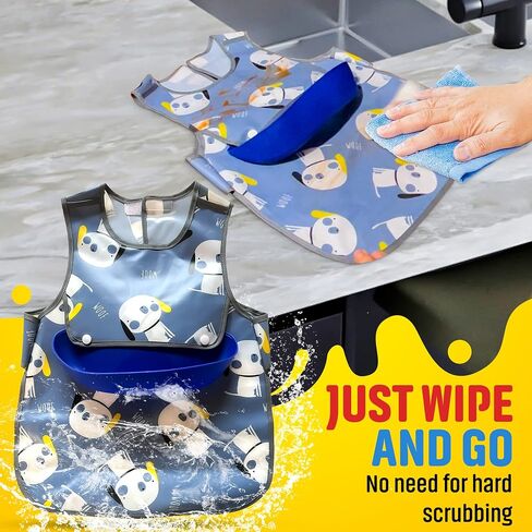 Plastic bib. Easiest bib to clean ever. No washer/dryer or scrubbing needed. 1T-3T in Saudi Arabia