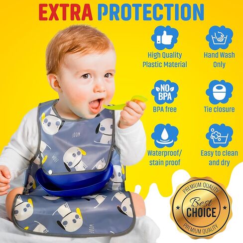 Plastic bib. Easiest bib to clean ever. No washer/dryer or scrubbing needed. 1T-3T in Saudi Arabia