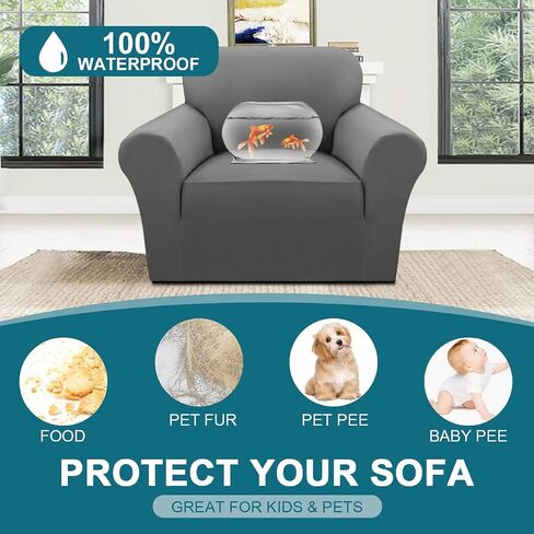 Turquoize 100% Waterproof Couch Covers Dual Waterproof Sofa Cover for Pets Stretch Sofa Slipcover for 2 Cushion Couch Leakproof Sofa Protector Feature Thick Waterproof Fleece Fabric (Loveseat, Camel) in Saudi Arabia