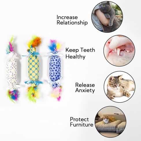 ألعاب القطط الأليفة التي تمزح مع ورق مجعد للقطط الداخلية الكبيرة والمتوسطة والصغيرة، ألعاب مضغ تفاعلية للقطط مع جرس، ألعاب قطط كبيرة الحجم مناسبة للعب المضغ والمطاردة in Kuwait
