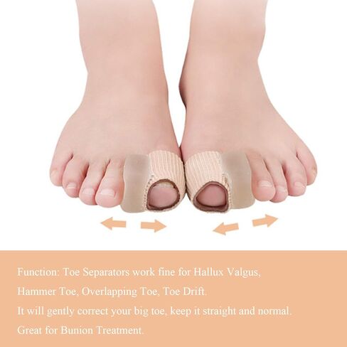 فواصل جل لأصابع القدم من 6 قطع، مصحح ورم ابهام القدم المتداخلة، فواصل اصابع القدم من السيليكون مع بطانة جل ناعمة لتخفيف الام ابهام القدم والورم (مقاس L) in Kuwait