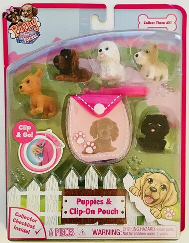 Puppy In My Pocket 6 Pink Clip-On Pouch and 5 Cute Puppies in Saudi Arabia