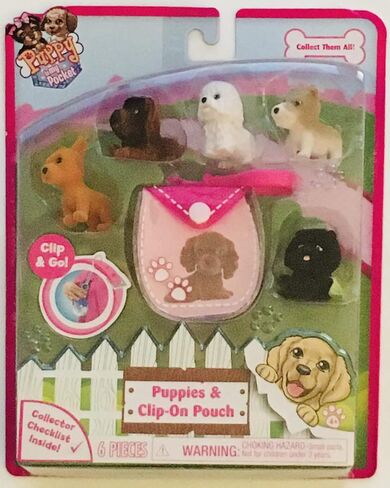 Puppy In My Pocket 6 Pink Clip-On Pouch and 5 Cute Puppies in Saudi Arabia