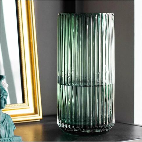 10“ Green Glass Vase with Gold Mouth for Centerpieces Home Wedding Decoration in Saudi Arabia