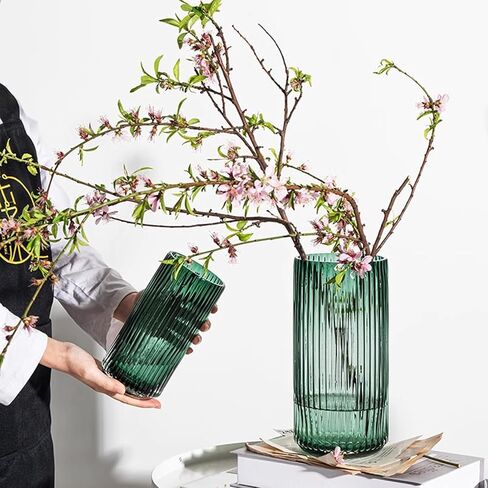 10“ Green Glass Vase with Gold Mouth for Centerpieces Home Wedding Decoration in Saudi Arabia