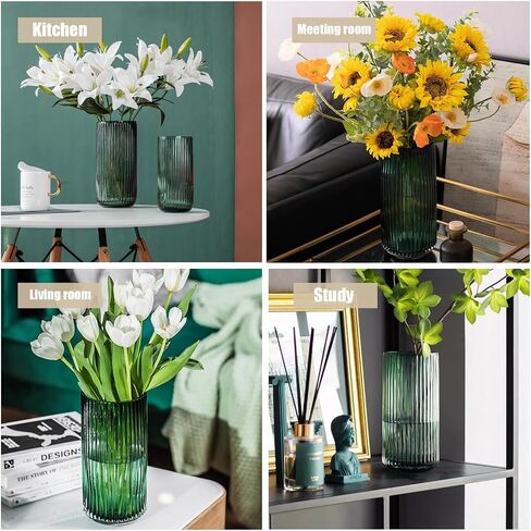 10“ Green Glass Vase with Gold Mouth for Centerpieces Home Wedding Decoration in Saudi Arabia