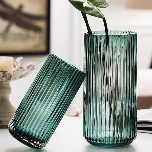 10“ Green Glass Vase with Gold Mouth for Centerpieces Home Wedding Decoration in Saudi Arabia