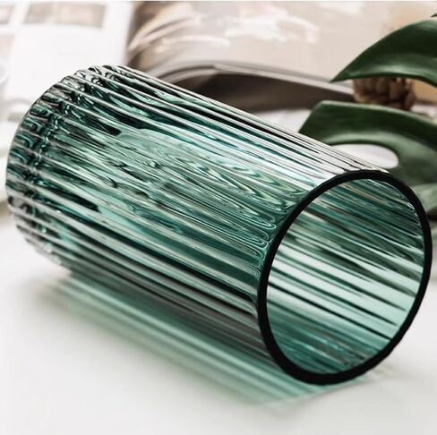 10“ Green Glass Vase with Gold Mouth for Centerpieces Home Wedding Decoration in Saudi Arabia
