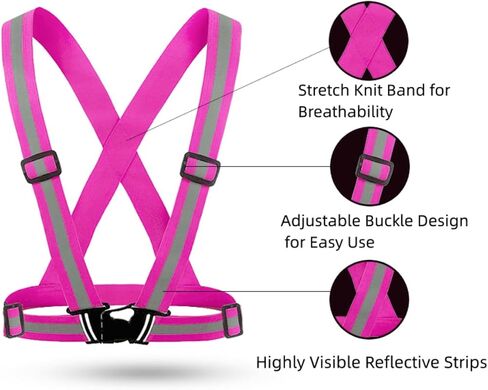 DLTWXY Running Reflective Vest Elastic Adjustable Reflective Vest 2 Pieces with 4 High-Visibility Reflective Belts for Nighttime Running Biking Motorcycle Dog Walking fits Men Women Kids in Saudi Arabia