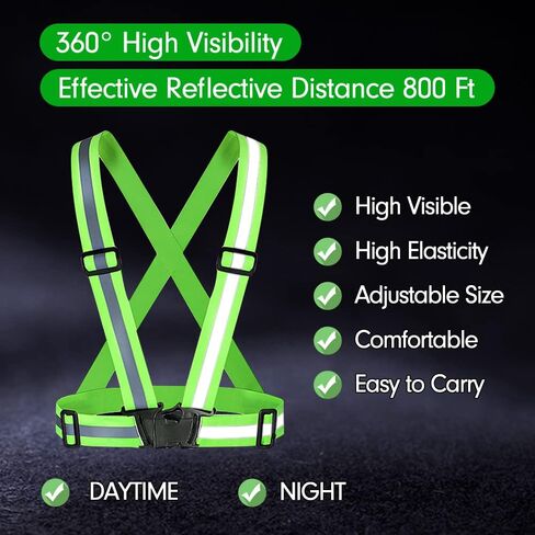 Running Reflective Vest Gear 4Pack, Reflective Glow Belt with 2Pieces Reflector Armbands, High Visibility Adjustable Elastic Safety Vest for Night Running, Walking, Cycling, Dog in Saudi Arabia