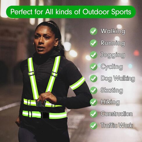 Running Reflective Vest Gear 4Pack, Reflective Glow Belt with 2Pieces Reflector Armbands, High Visibility Adjustable Elastic Safety Vest for Night Running, Walking, Cycling, Dog in Saudi Arabia