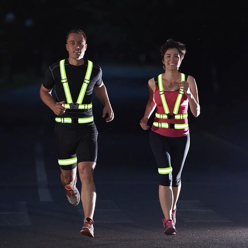 Running Reflective Vest Gear 4Pack, Reflective Glow Belt with 2Pieces Reflector Armbands, High Visibility Adjustable Elastic Safety Vest for Night Running, Walking, Cycling, Dog in Saudi Arabia
