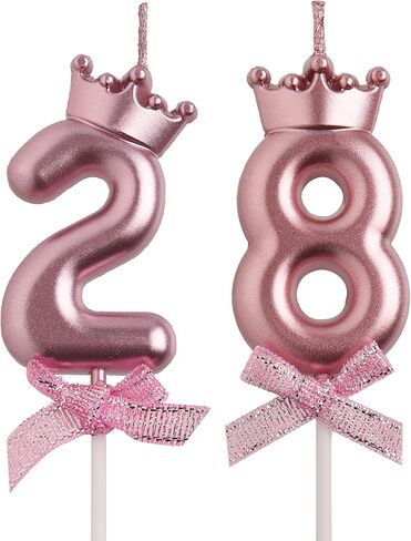 aoolada 28 شموع عيد الميلاد 82، الذهب 82 28 سنة عدد شموع عيد الميلاد، زينة حفلة عيد ميلاد سعيد كعكة توبر الهدايا للرجال والنساء in Kuwait