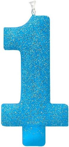 Blue Glitter #1 Birthday Candle - 5'', 1 Piece | Ideal for Memorable First Birthday Party in Saudi Arabia