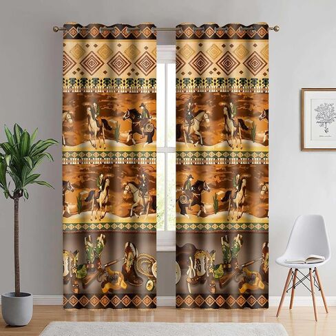 MIZSYE ستائر رعاة البقر الغربية البرية الغرب روديو براون ستائر التعتيم خمر الأحذية بندقية رعاة البقر قبعة نافذة العلاجات للأطفال الأطفال غرفة نوم الحضانة غرفة المعيشة 2 لوحات 42x84 بوصة CLDJMS0014 in Kuwait