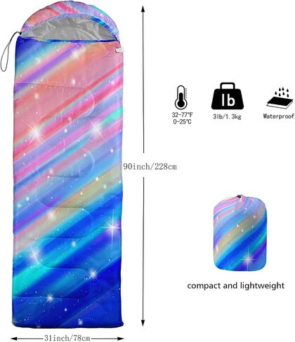 Sleeping Bags for Adults Kids,Backpacking Camping Sleeping Bag for Girls Boys Lightweight Waterproof Cold/Warm Weather Sleeping Bag for All Season in Saudi Arabia