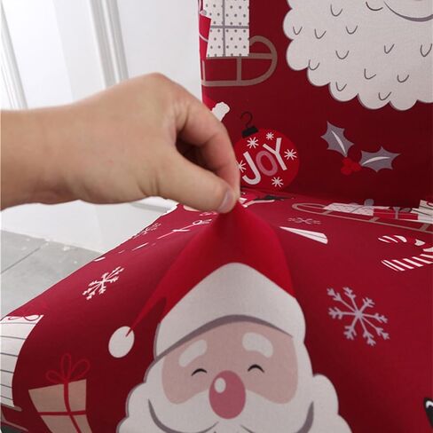 Yiran Red Christmas Couch Cover Sofa Cover for Kids Pets Santa Claus Furniture Protector Sofa Slipcover with Elastic Bottom 3 Seater (74-90 inch) in Saudi Arabia