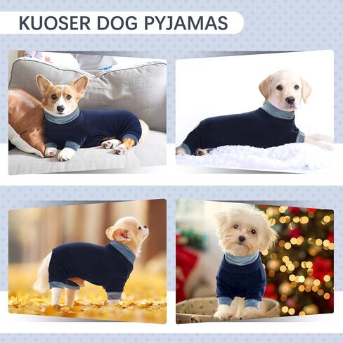 kuoser الصوف الكلبة سترة دافئة الكلب منامة، البلوز الحراري الكلب البلوز الياقة المدورة للكلاب المتوسطة الصغيرة فتاة صبي، لينة جرو عيد الميلاد الزي الكلب تساقط الملابس القط الملابس، الأزرق m in Kuwait