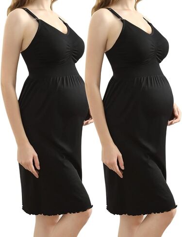 iloveSIA 2pack Women's Seamless Maternity Breastfeeding Nursing Dress with Build-in Bra in Saudi Arabia