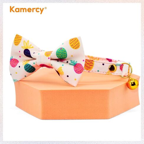 Kamercy الياقات القوس القط، الأزهار الاستوائية ليف الأخضر / الأحمر الياقات القط القوس مع الجرس، طوق القط الانفصال السلامة، وتتسابق القط لطيف، 8-13 بوصة in Saudi Arabia