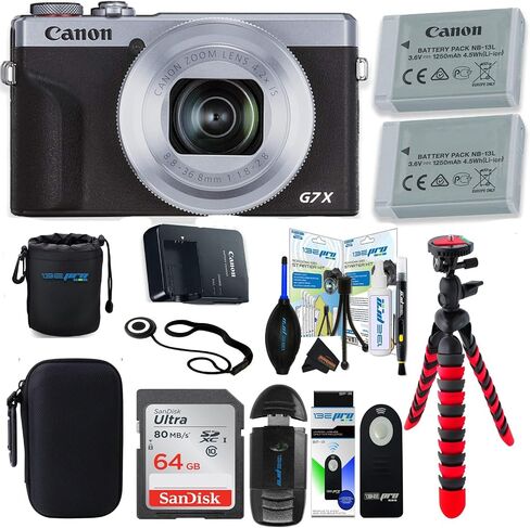 Canon PowerShot G7 X Mark III Camera w/ 1 Inch Sensor & 4k Video - Wi-Fi & Bluetooth Enabled (Silver) + Sunshine Photo Accessory Bundle (Renewed) in Saudi Arabia