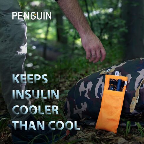 Penguin Insulin Cooler - حقيبة سفر للأنسولين المنشط بالماء للأقلام - مبرد سفر كبير للأنسولين بقياس 7.8 × 6.3 بوصة - يخزن الأنسولين بأمان عند درجة حرارة 64F-78F لمدة 45 ساعة - أسود in Kuwait