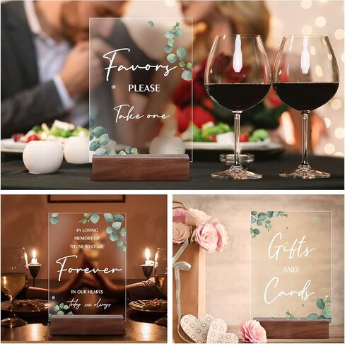 Chunful 4 Pcs Acrylic Wedding Signs with Stand 5 x 7 Inch Clear Cards and Gifts Sign for Wedding Please Sign Our Guestbook Rustic Calligraphy Wedding Sign for Wedding Ceremony Reception (Basic) in Saudi Arabia