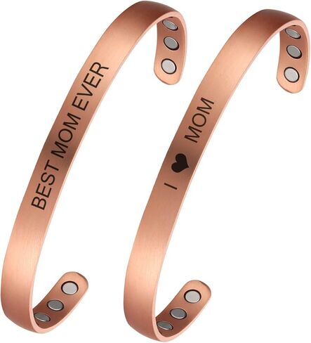 سوار من النحاس للنساء للعلاج المغناطيسي لالتهاب المفاصل قابل للتعديل ليناسب معظم المعصم - 2 عبوة in Kuwait