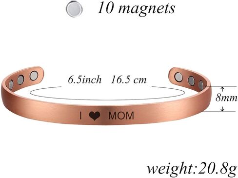 سوار من النحاس للنساء للعلاج المغناطيسي لالتهاب المفاصل قابل للتعديل ليناسب معظم المعصم - 2 عبوة in Kuwait