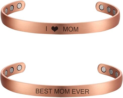 سوار من النحاس للنساء للعلاج المغناطيسي لالتهاب المفاصل قابل للتعديل ليناسب معظم المعصم - 2 عبوة in Kuwait