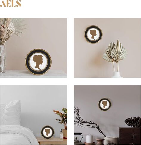 AELS 4x4 Inch Vintage Picture Frame, Elegant Antique Photo Frames with Glass Front, Photo Display, Tabletop Wall Hanging, Gift Ideas, Black Round with Gold Trim in Saudi Arabia