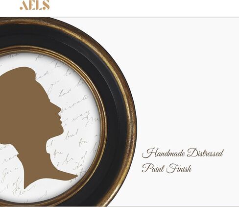 AELS 4x4 Inch Vintage Picture Frame, Elegant Antique Photo Frames with Glass Front, Photo Display, Tabletop Wall Hanging, Gift Ideas, Black Round with Gold Trim in Saudi Arabia