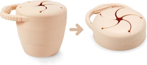 PandaEar Silicone Snack Containers, Collapsible Toddler Snack Cups Spill Proof Food Catcher for Toddler Baby, Pack of 2 (Light Tan/Walnut) in Saudi Arabia