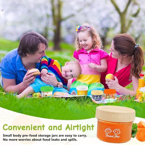 حاويات تخزين طعام الأطفال الزجاجية من PeacePeo سعة 118 مل، 40 قطعة من برطمانات طعام الأطفال الزجاجية المقاومة للتسرب مع أغطية، برطمانات تخزين طعام الأطفال قابلة لإعادة الاستخدام، آمنة للاستخدام في غسالة الأطباق للرضع والأطفال in Kuwait