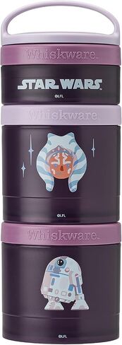 حاويات الوجبات الخفيفة القابلة للتكديس من Whiskware Star Wars للأطفال والصغار، 3 أكواب للوجبات الخفيفة قابلة للتكديس للمدرسة أو السفر، ماندو، جروجو، والشحن in Kuwait