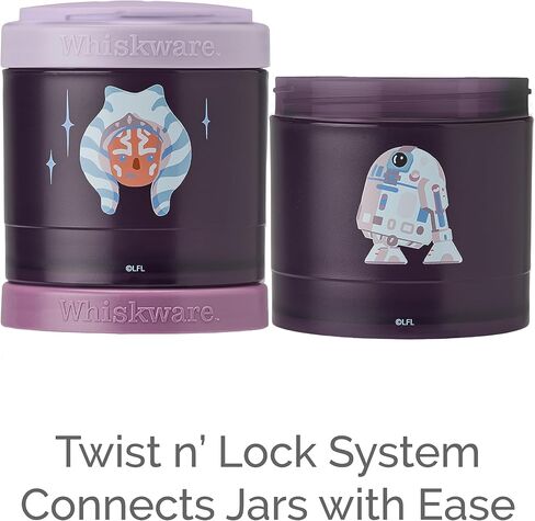 حاويات الوجبات الخفيفة القابلة للتكديس من Whiskware Star Wars للأطفال والصغار، 3 أكواب للوجبات الخفيفة قابلة للتكديس للمدرسة أو السفر، ماندو، جروجو، والشحن in Kuwait