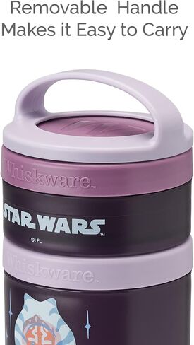 حاويات الوجبات الخفيفة القابلة للتكديس من Whiskware Star Wars للأطفال والصغار، 3 أكواب للوجبات الخفيفة قابلة للتكديس للمدرسة أو السفر، ماندو، جروجو، والشحن in Kuwait