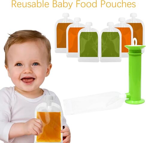 9Pcs Reusable Baby Food Pouches Filler Kit Baby Food Pouch Maker Portable Baby Food Pouches Refillable Kit for Kids in Kuwait