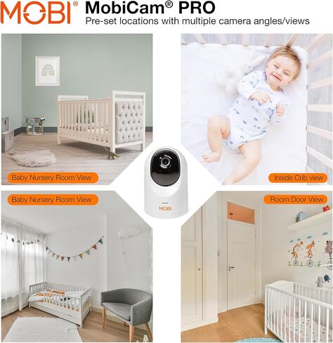 جهاز مراقبة الأطفال الذكي MobiCam PRO: دقة عالية كاملة، عموم وإمالة، رؤية ليلية ملونة، تتبع الحركة، 10 تهويدات، قراءات لدرجة الحرارة والرطوبة. يدعم التخزين السحابي وSD، متوافق مع التطبيقات الذكية in Kuwait