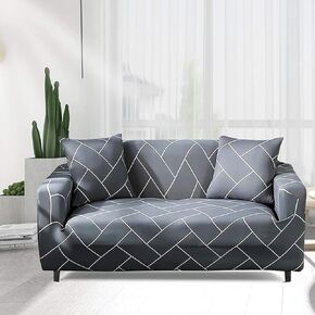 Stretch Sofa Covers Printed Couch Cover Armchair Slipcovers for 1 Cushion Couch Sofa Universal Couch Cover 1 Seater with 1 Pillowcase (Small, Beige Reeds)