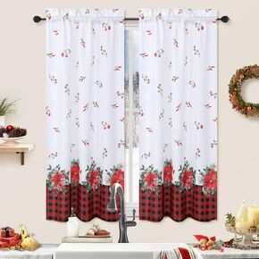 ROYGROW عيد الميلاد ديكور المطبخ الستار مقهى الستار 45 بوصة الطبقة الستائر نافذة العلاج قضيب الجيب لديكور المنزل 2 لوحات للحمام، غرفة المعيشة عيد الميلاد الديكور in Kuwait