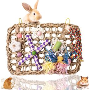 Grddaef Rabbit Toys, Bunny Cage Hanging Chew Toys and Treats for Guinea Pigs Chinchillas Hamsters Rats Other Small Pets Teeth Grinding in Kuwait