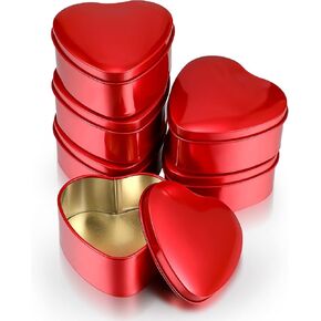 هوتوب 6 قطع من علب معدنية على شكل قلب مع اغطية، علب حلوى عيد الحب، علب حلوى فارغة على شكل قلب، علب كنوز لعيد الحب واعياد الميلاد (احمر) in Kuwait