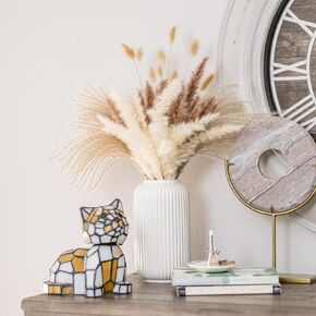 60PCS Natural Dried Pampas Grass Bouquet 17.5 inches, Reed Flower, Brown pompas, White pampus, Ideal for Boho Wedding Decor, Modern Home Living Room Bedroom Bathroom Bohemian Long Lasting vase Filler