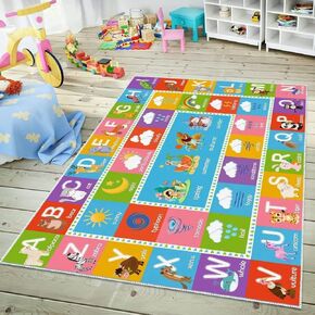 SAMESIEG ABC Alphabet Rug, 6'x9' Educational Play Rug Carpet for Kids Classroom Playroom, Non-Slip Mat Playmat for Boys Girls