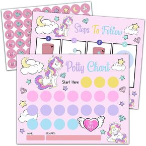 مخطط ملصقات للتدريب على استخدام المرحاض من رينبو يونيكورن للأطفال الصغار الأولاد والبنات، 10 مخطط تدريب على استخدام المرحاض مع 216 ملصقًا وبطاقة روتينية واحدة - A21 in Kuwait