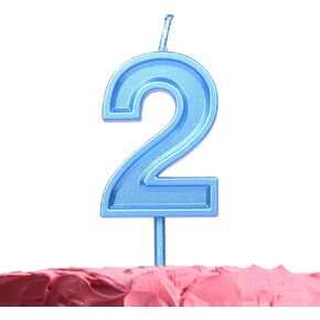 GET FRESH Number 2 Birthday Candle – Blue Number Two Candle on Stick – Elegant Blue Number Candles for Birthday Wedding Anniversary – Baby’s 2nd Birthday Candle Cake Topper – Blue 2 Candle