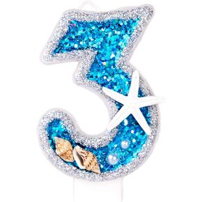 2.76" Large Birthday Candles Number 1 for Cake, Shell Sequins Number Candles for Birthday Party Wedding Anniversary Decorations