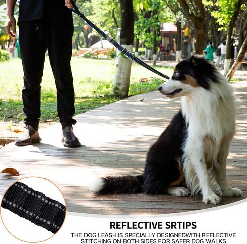 مقود الكلب التكتيكي بنجي الضفدع كليب قابل للتعديل مقود الكلب الثقيلة مع حزام مقعد السيارة مقبض مبطن وخيوط عاكسة للكلاب المتوسطة والكبيرة 4 5 6 قدم أسود TXZWJZ in Kuwait